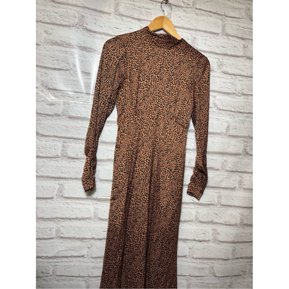 Free people loveless leopard midi dress brown black cheetah print open back sz 0 - Picture 4 of 5